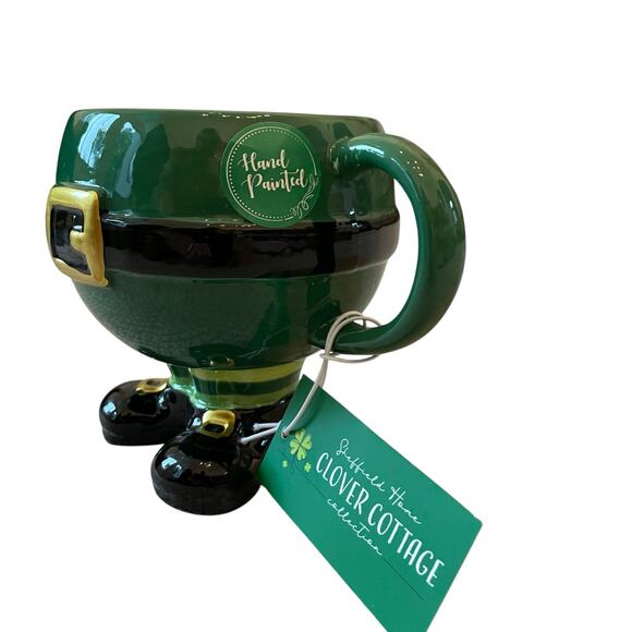 NEW Sheffield Home Hand Painted St Patrick's Leprechaun Mug 5in Green Ceramic - Picture 6 of 15